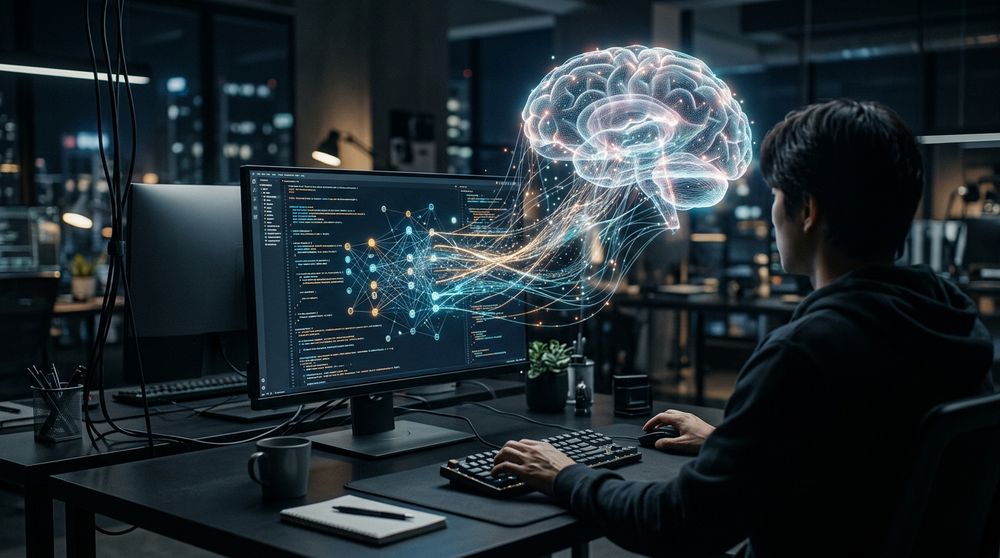 Команда разработчиков использует AI-инструменты для ускорения написания кода и код-ревью в 2025 году