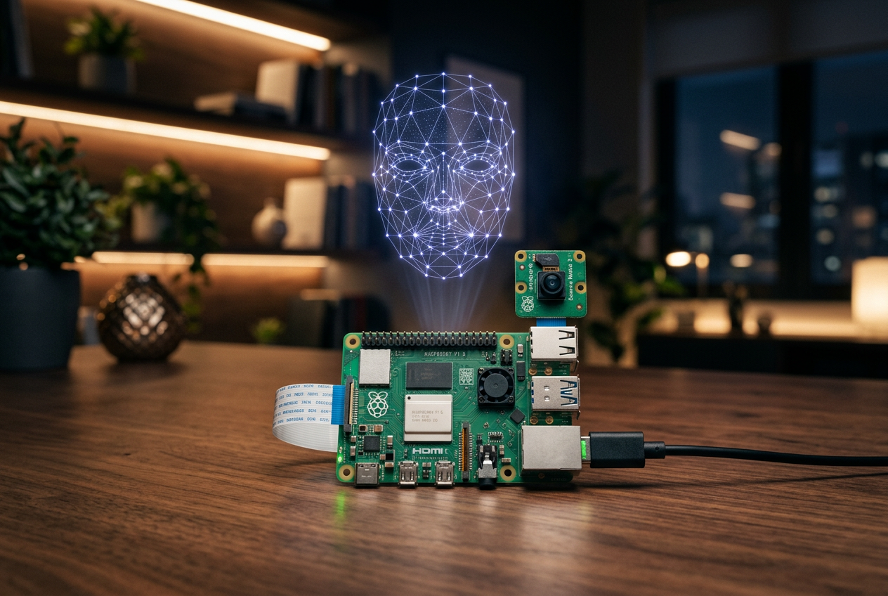 Схема локальной системы распознавания лиц для умного дома на Raspberry Pi с интеграцией в Home Assistant без передачи данных 
