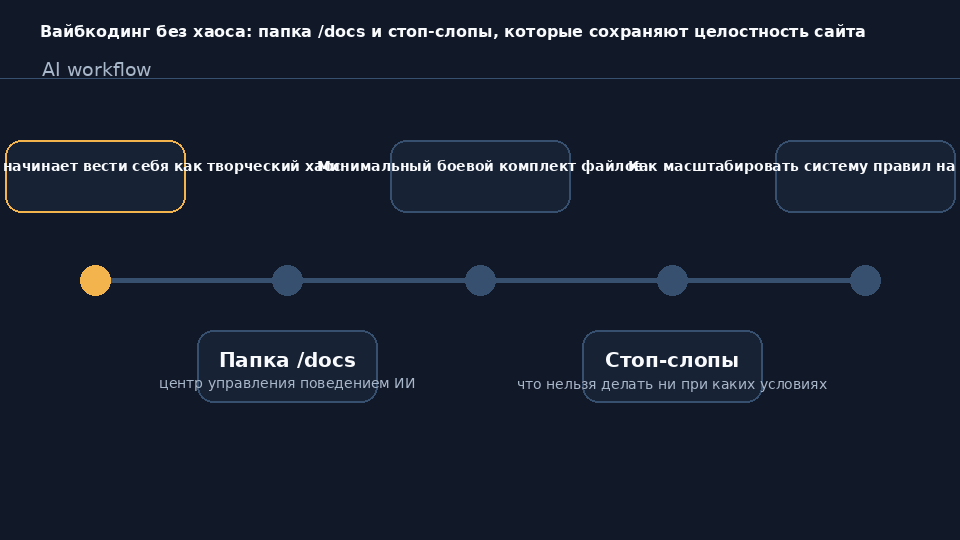 Структура папки /docs с файлами проектных правил и стоп-слопов для ИИ при вайбкодинге сайта