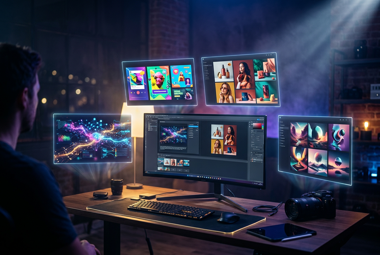 Сравнение визуальных нейсетей Midjourney, DALL-E 3, Stable Diffusion и Adobe Firefly для маркетинга и соцсетей