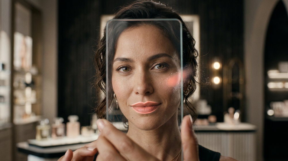 Виртуальная примерка макияжа L'Oréal и Maybelline через интерфейс ChatGPT на смартфоне