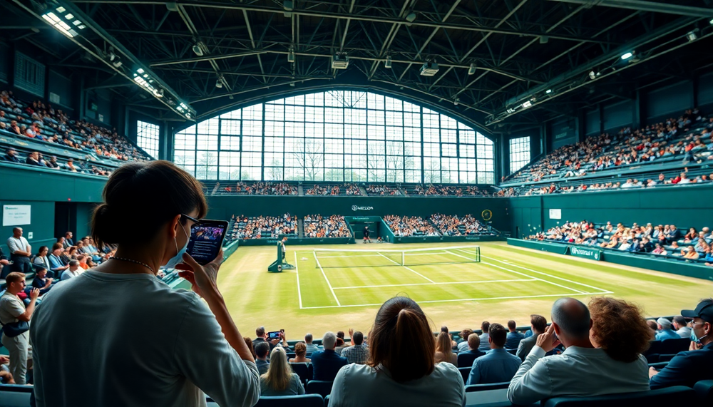 Интерфейс ИИ-помощника Wimbledon Match Chat на смартфоне с вопросом зрителя и ответом с аналитикой