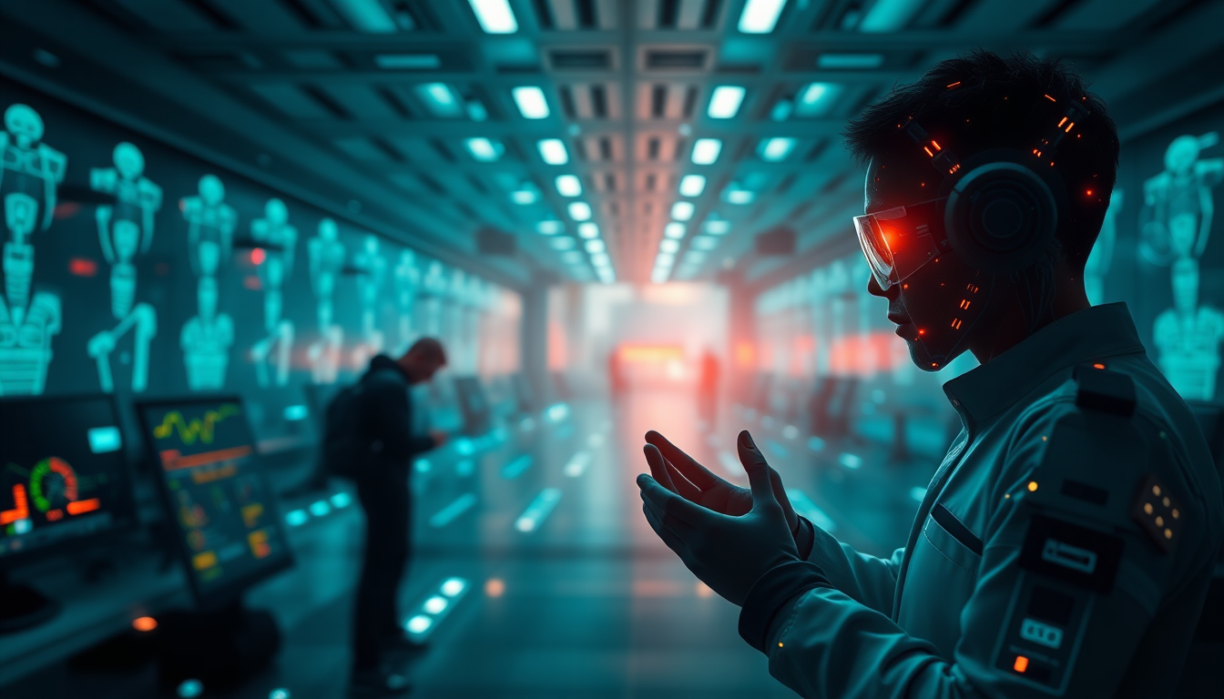 Логотип Microsoft Frontier и команда AI-инженеров, работающих в корпоративном офисе