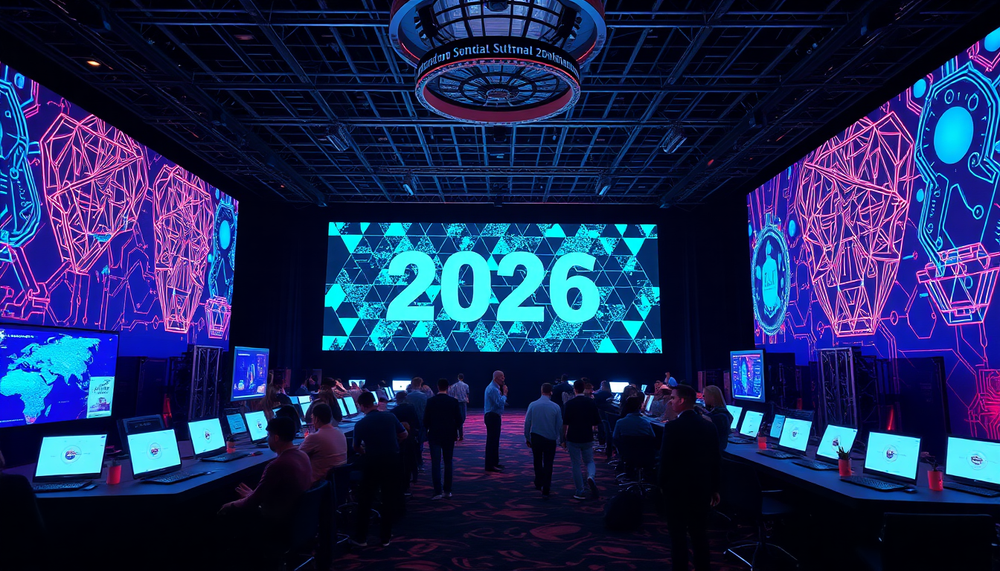 Сцена конференции AI Summit 2026 с презентацией новых моделей ИИ